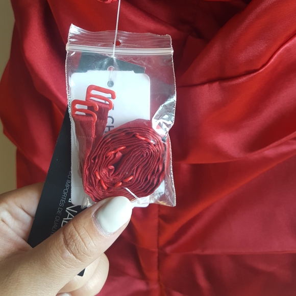 Bnwt red silk ruched strapless dress - Picture 3 of 5